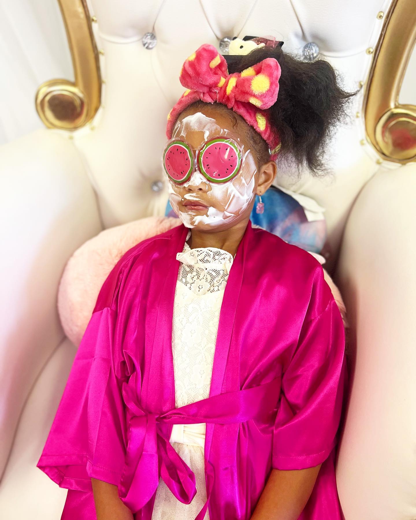 Happy girl enjoying a Pretty Princess spa experience
