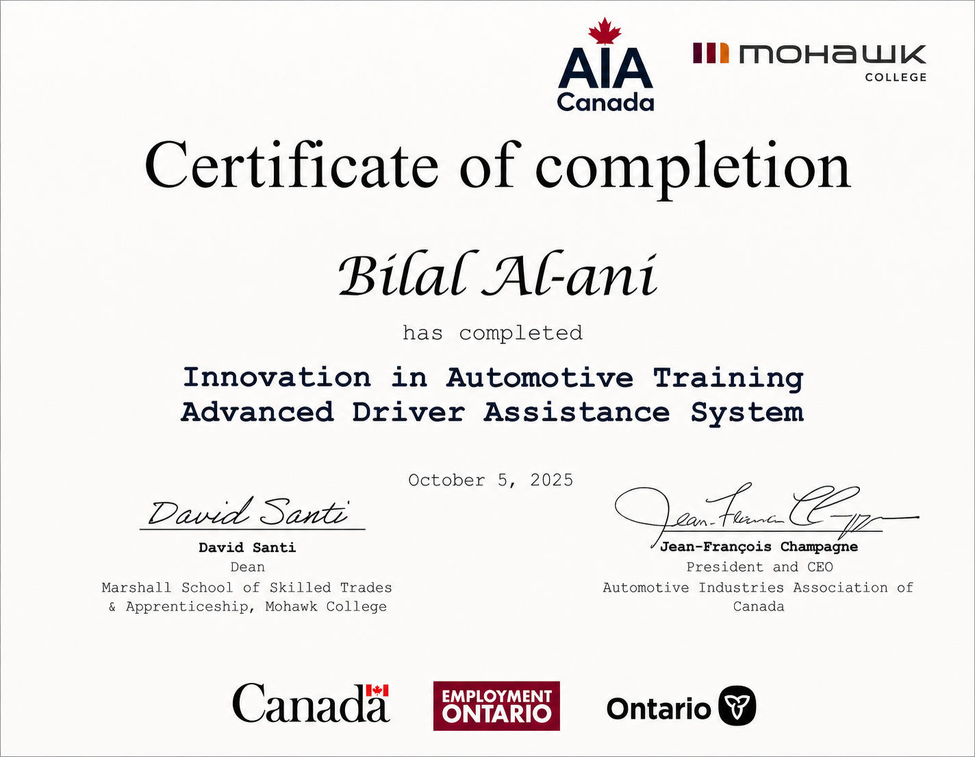 Advanced Driver Assistance Systems (ADAS) Training