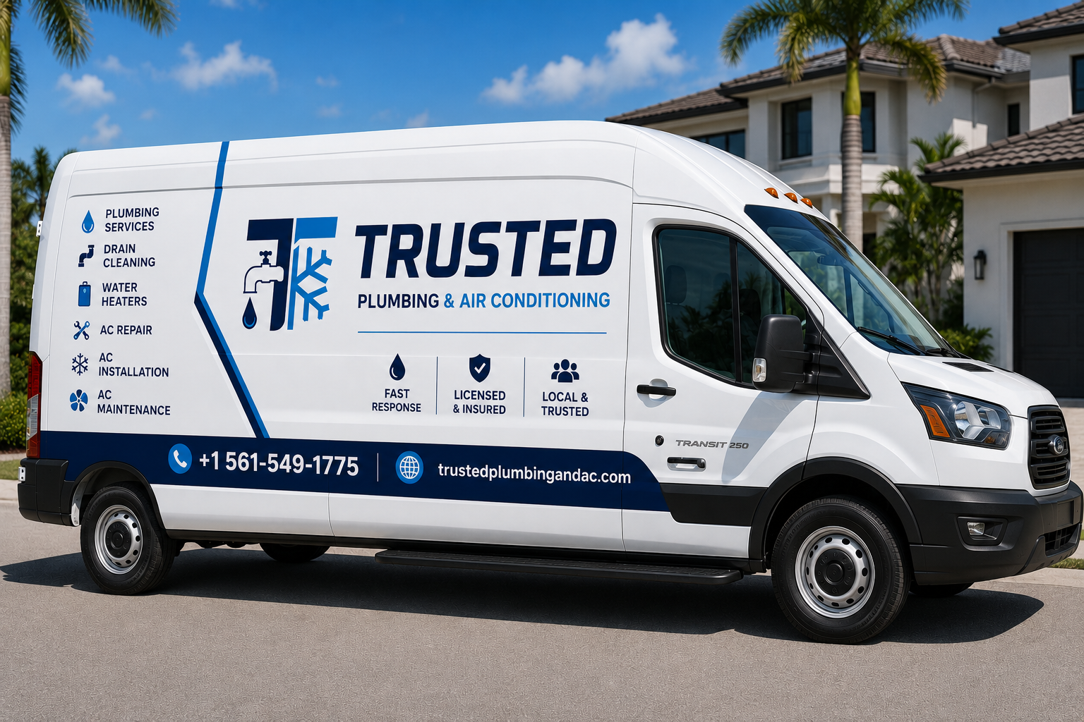 Trusted Plumbing & AC service van in South Florida