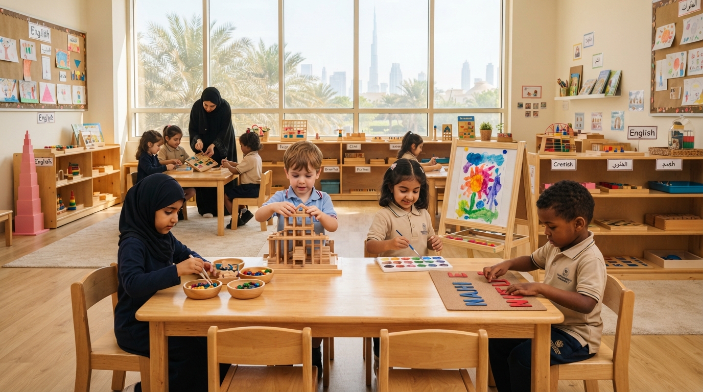 Children participating in EYFS and Montessori activities in Al Barsha