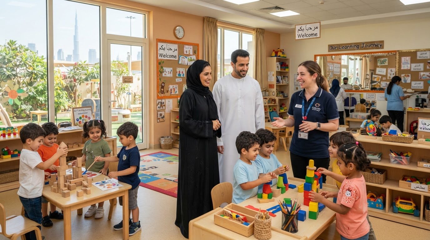 Parents visiting a nursery in Al Barsha
