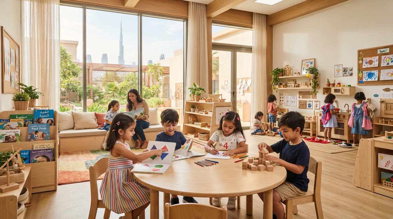 Children learning at a nursery in Al Barsha, Dubai