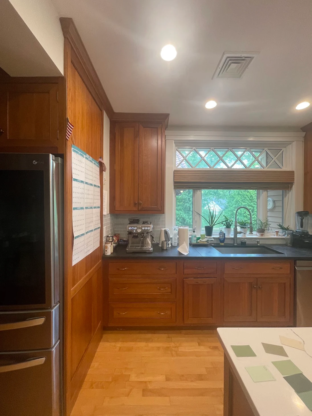 Oak kitchen cabinets before painting