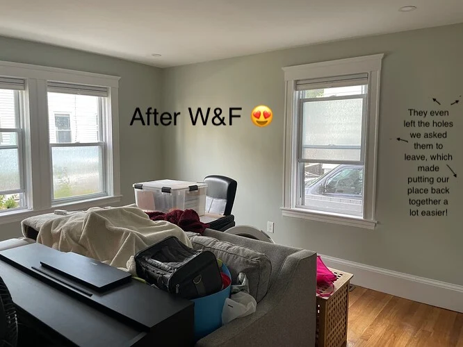 Living room after drywall repair and painting