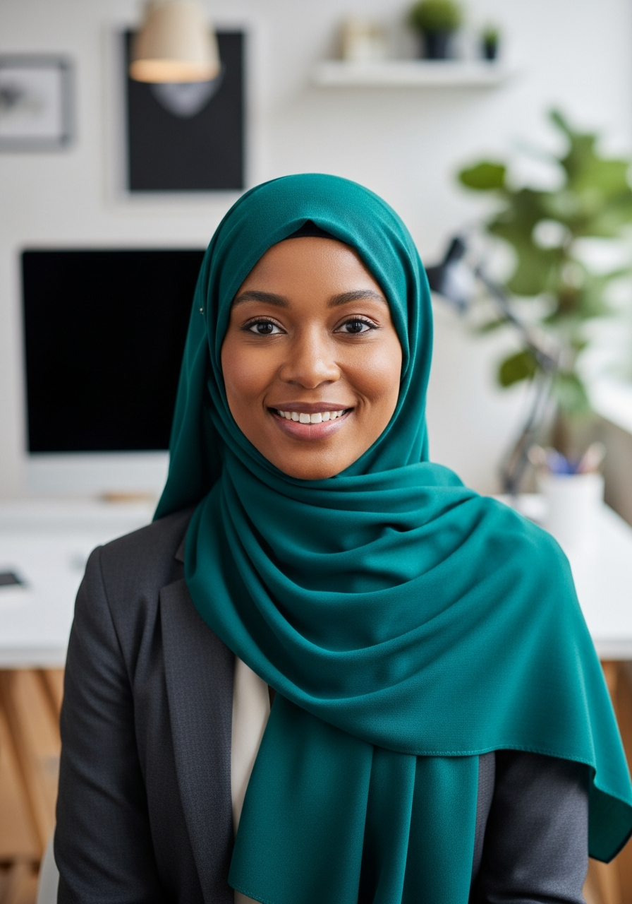 Lumenaria Systems founder — Black Muslim woman in hijab, your digital growth partner