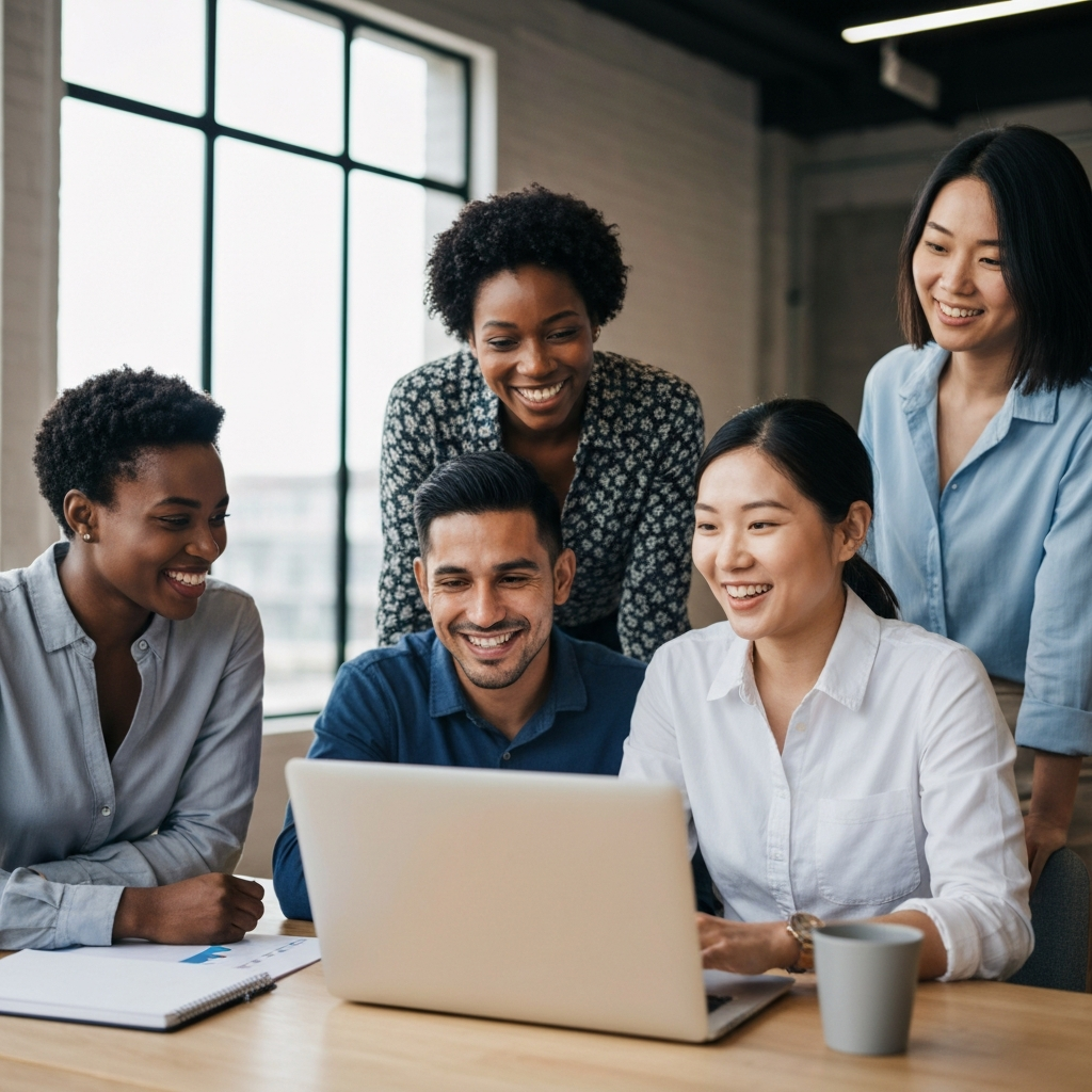 Diverse group of small business owners collaborating on digital growth strategy