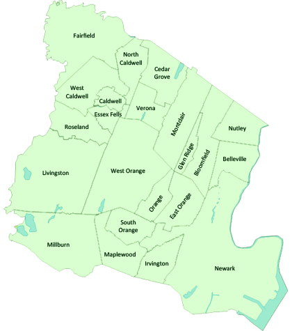 Map of Essex County, New Jersey — NYC Metro area