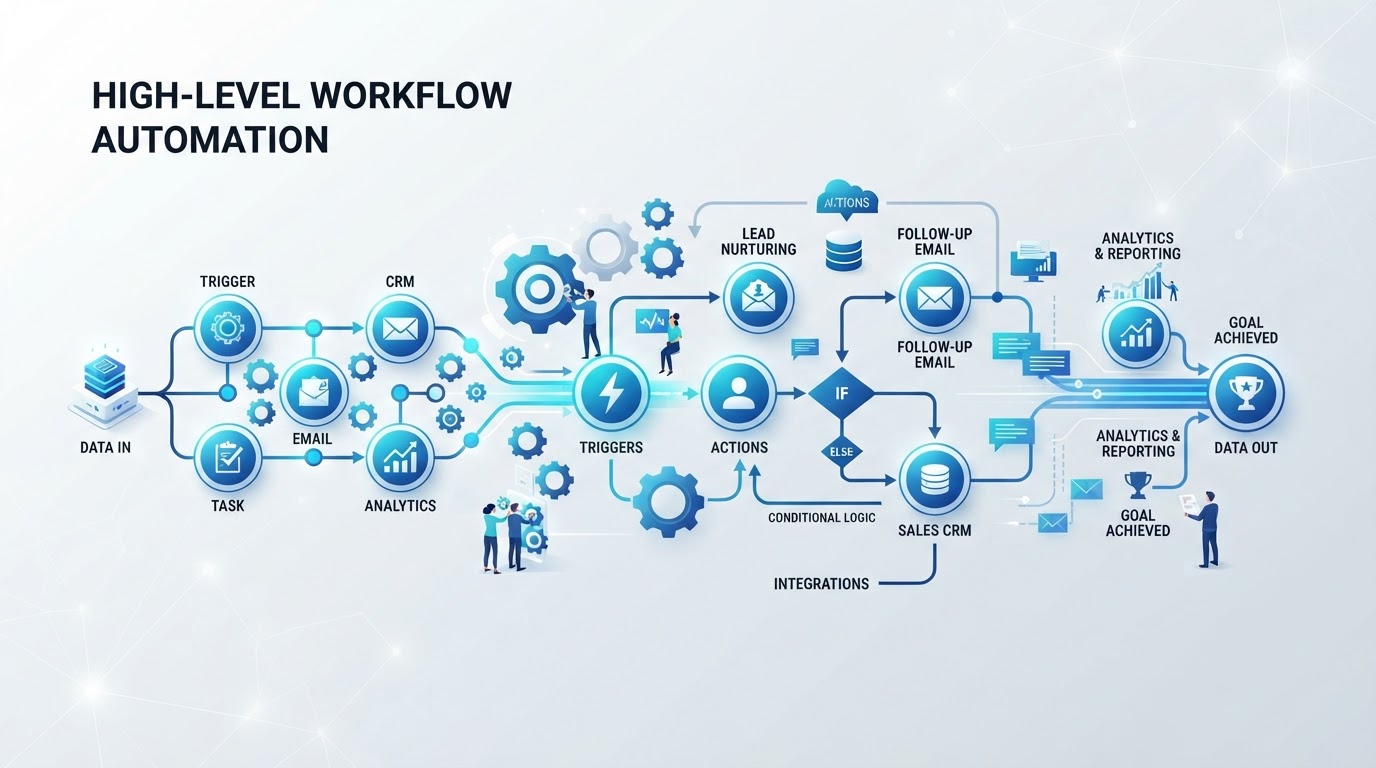 Fluxo visual de automação de processos no High Level