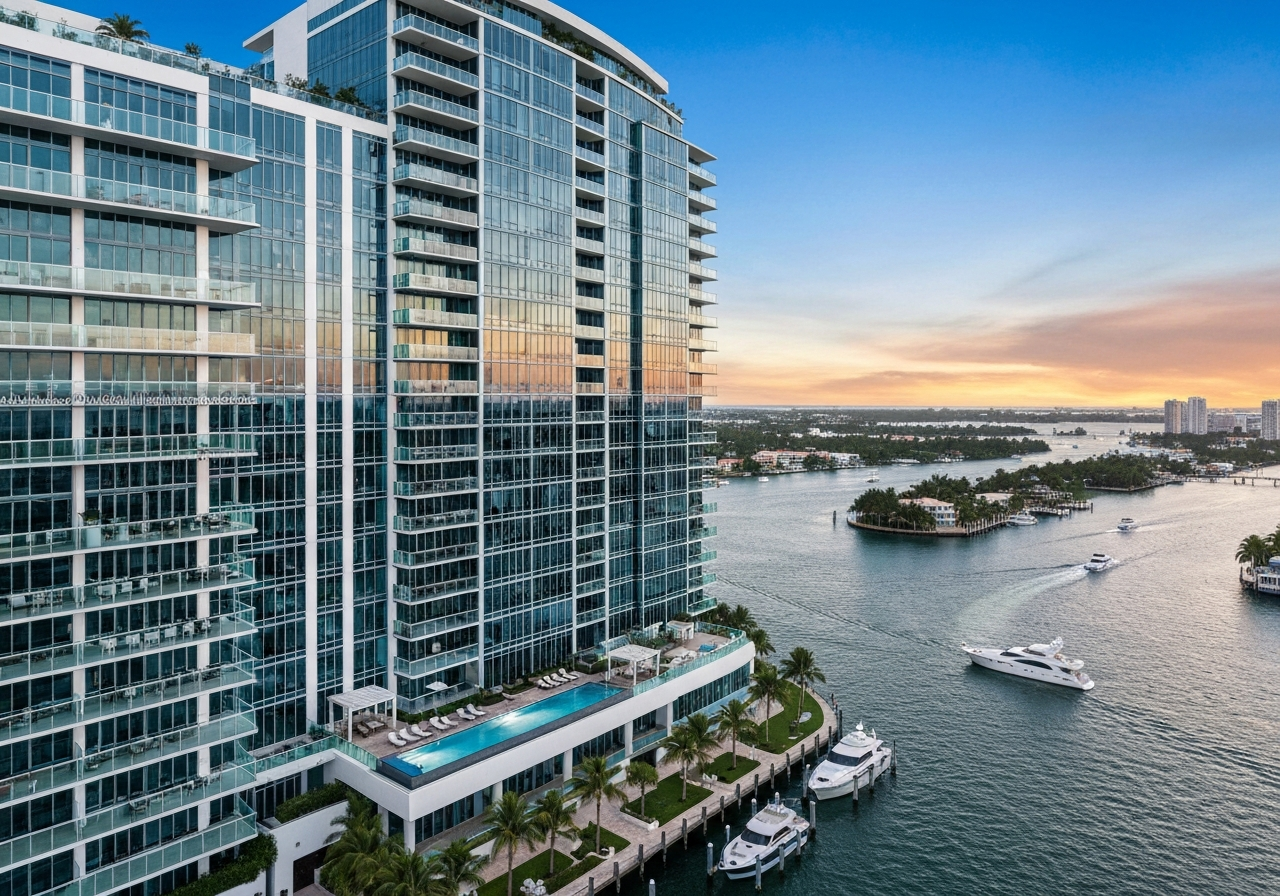 Condominio nuevo de lujo en Aventura Miami con vista al Intracoastal Waterway