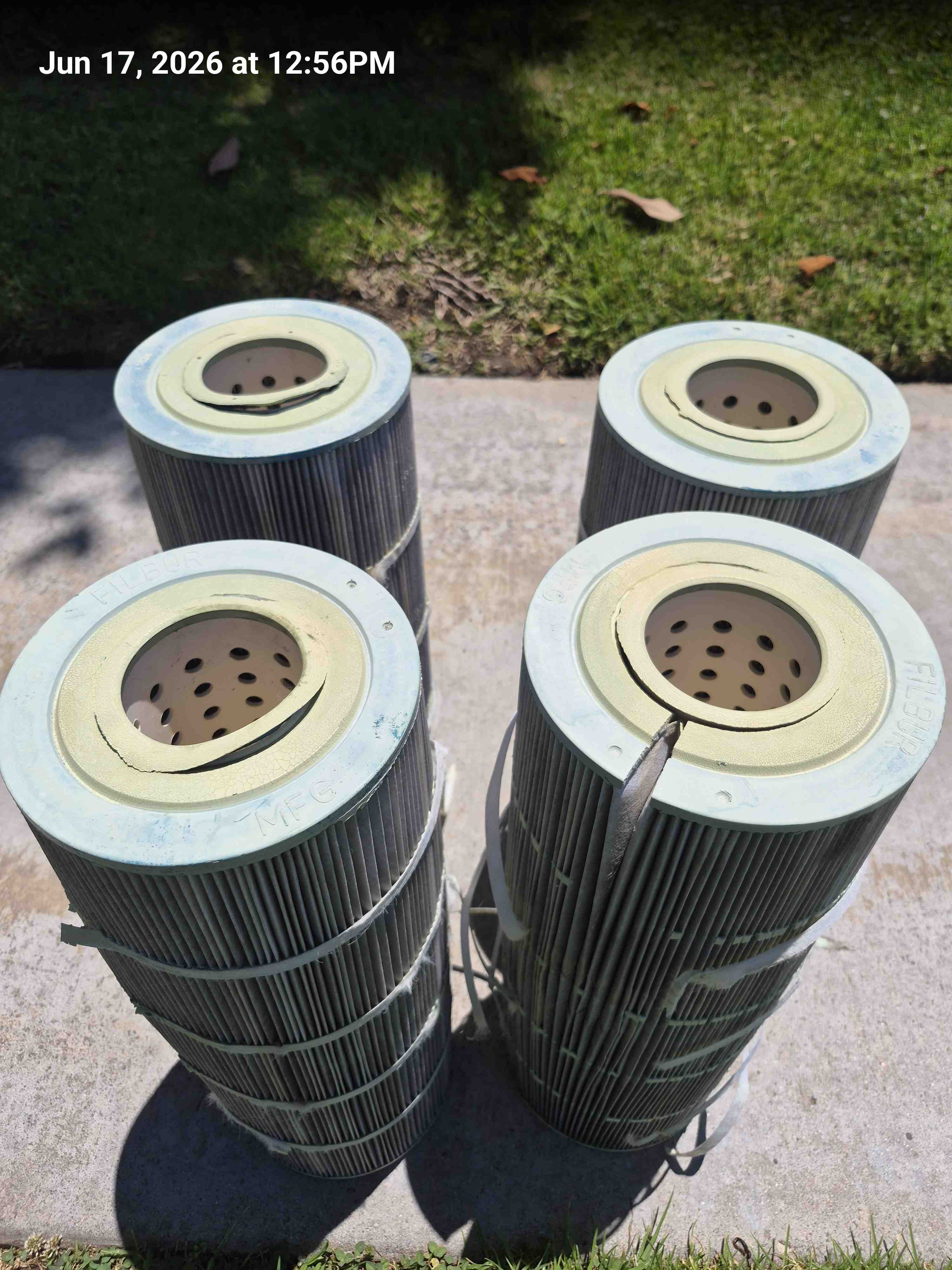 Dirty pool filters before cleaning