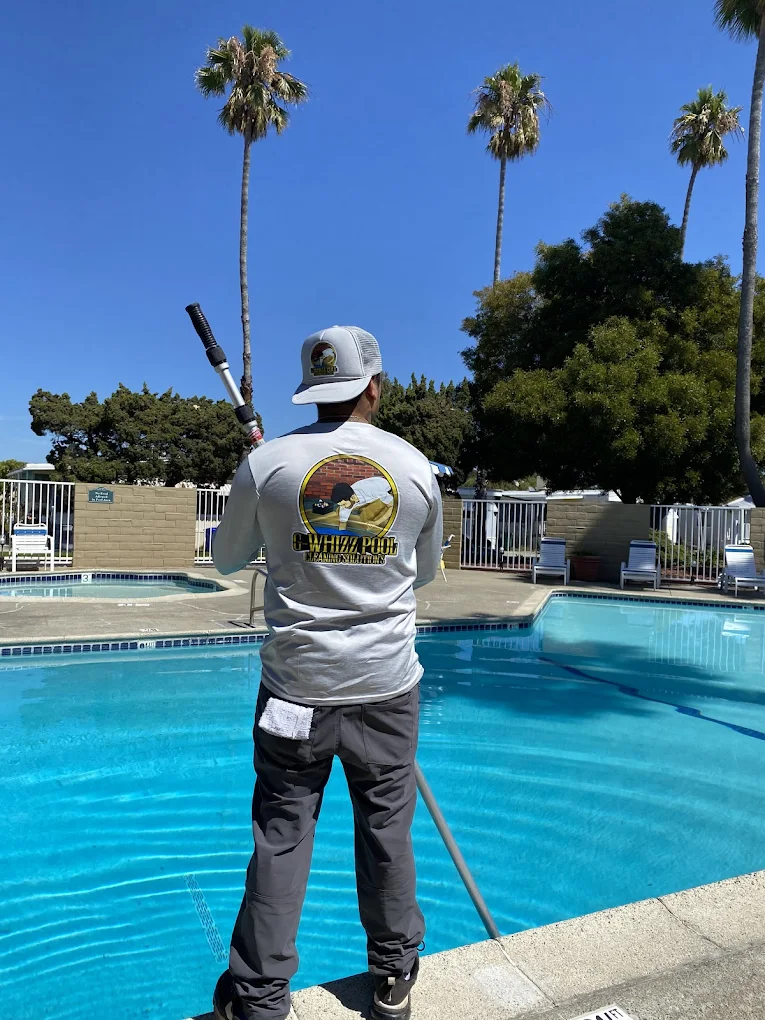 Crystal clear residential pool cleaned by G-Whizz Pool Cleaning in Hercules, CA