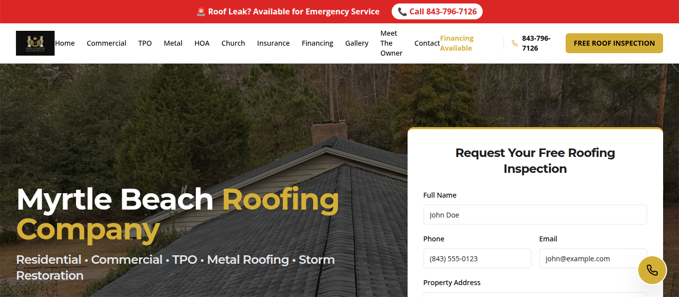 Gold Standard Roofing LLC Website โ Myrtle Beach Roofing Company