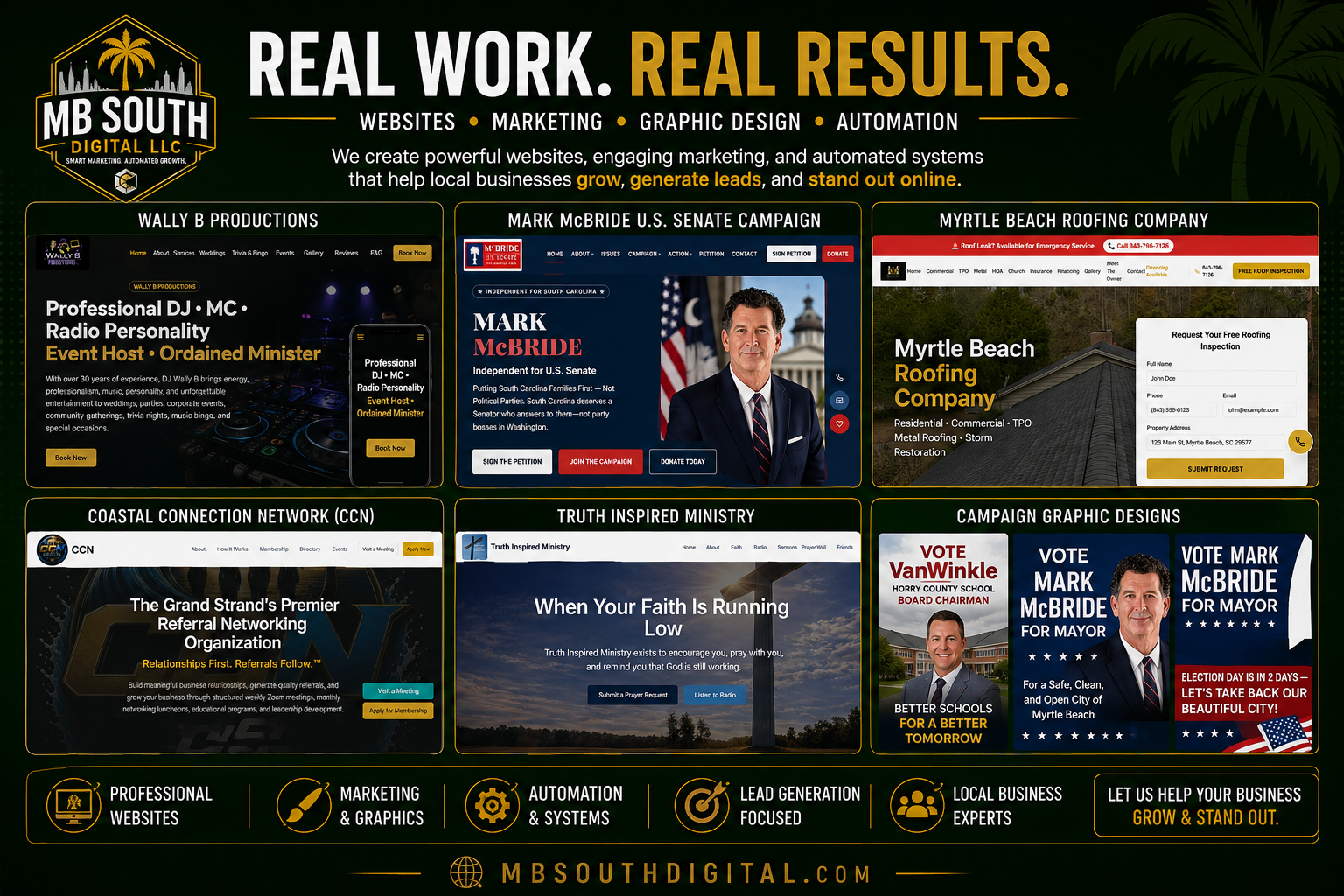 Real Work. Real Results. MB South Digital LLC Creative Portfolio