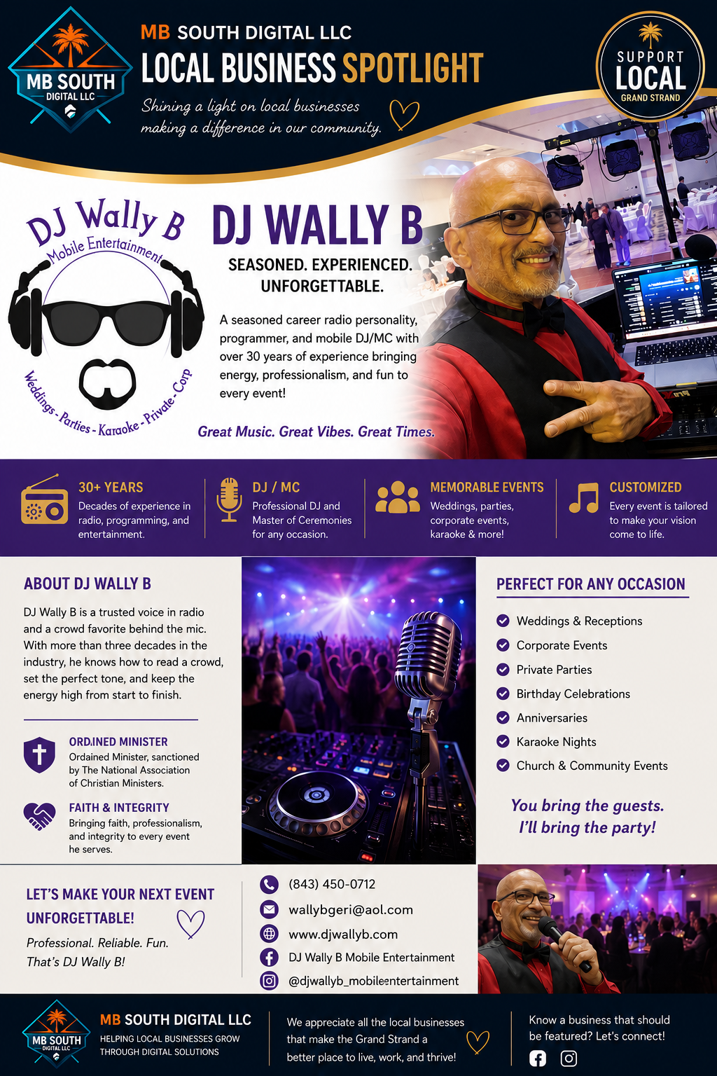 DJ Wally B Business Spotlight Graphic