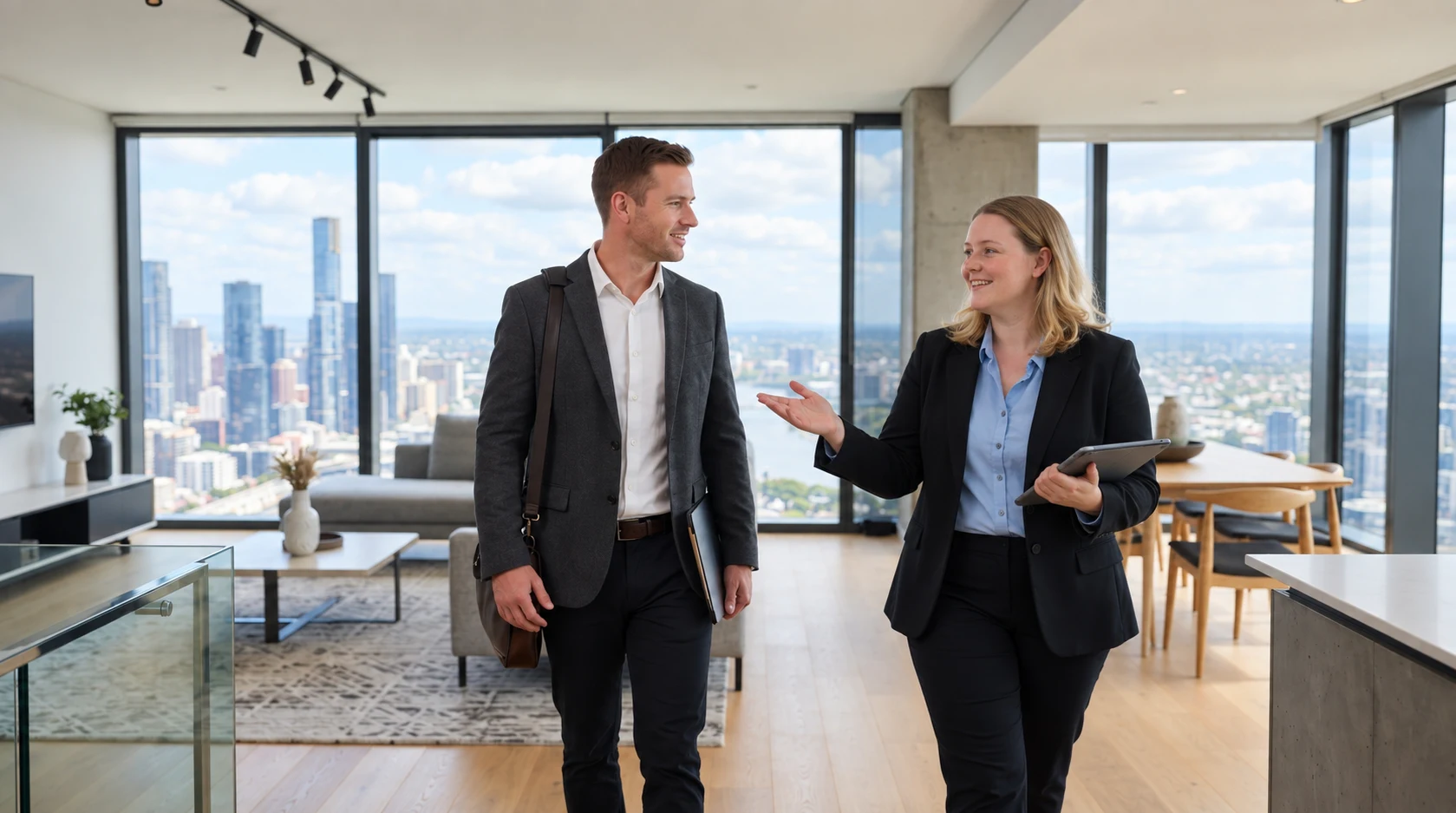 Sara Rowe on a property tour with a buyer