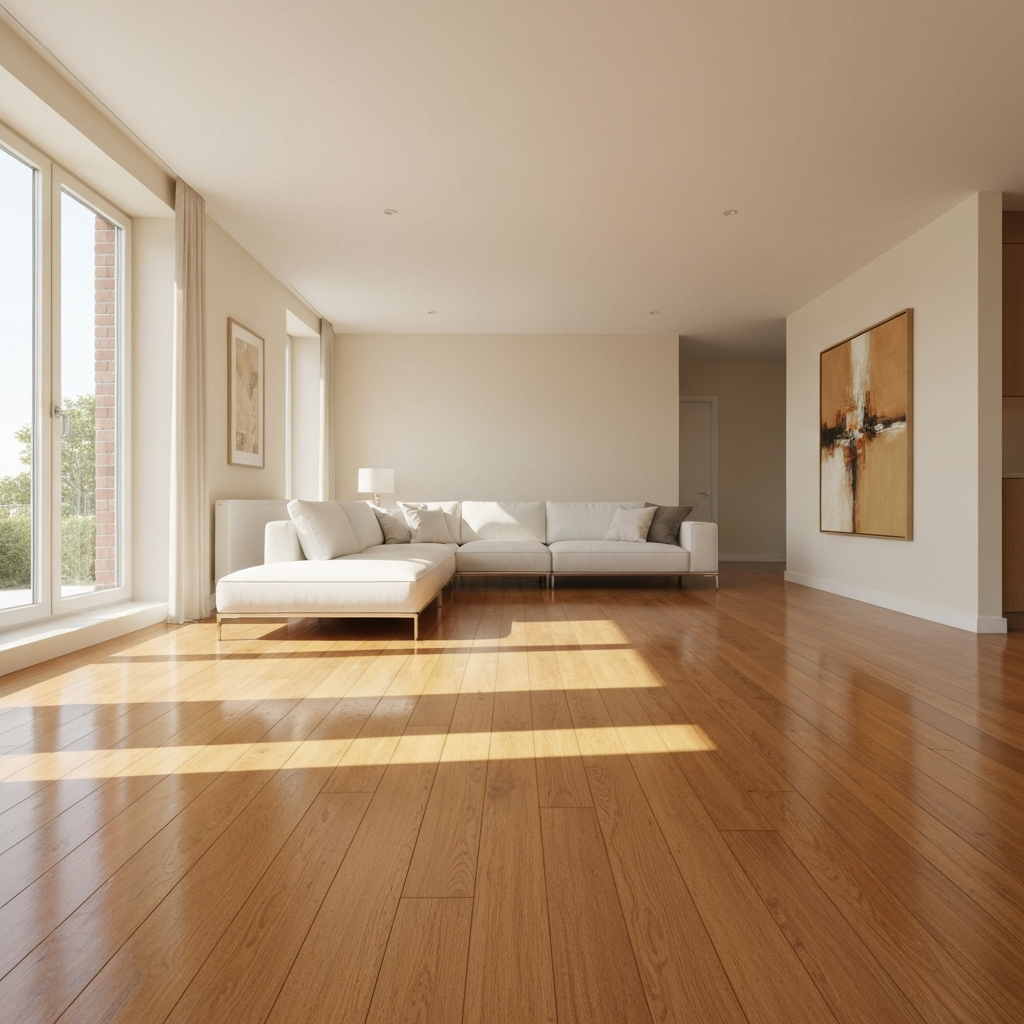 Gleaming hardwood floors after professional cleaning