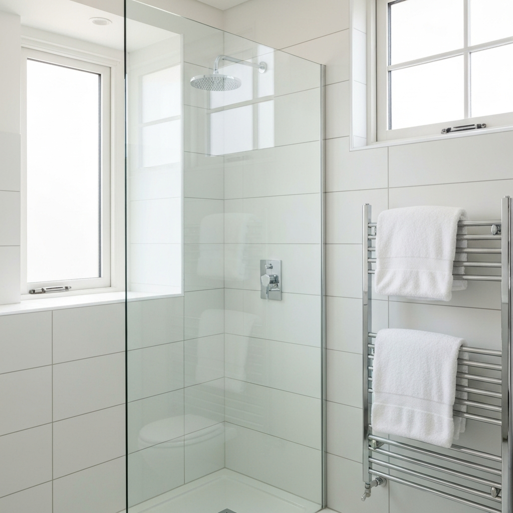 Clean bathroom after deep cleaning service