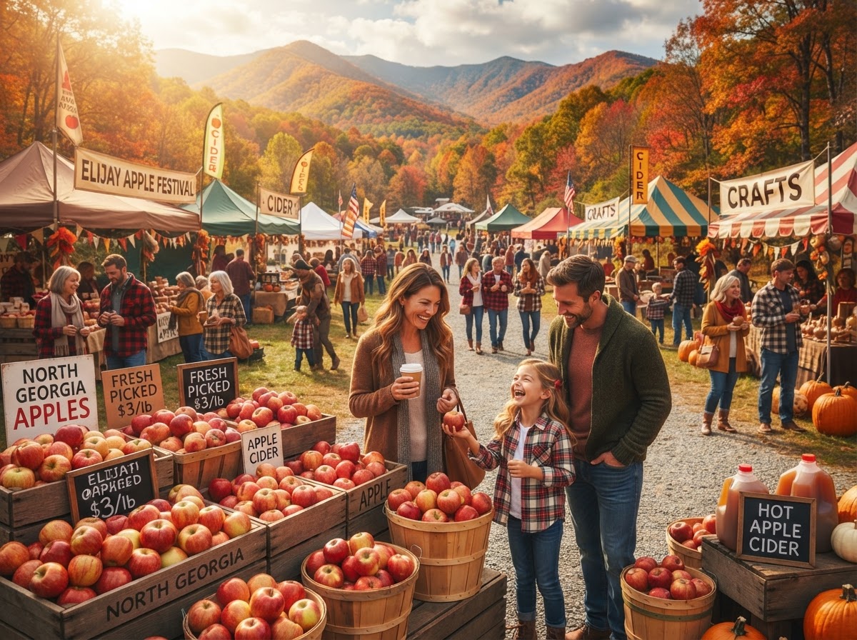 Toccoa Harvest Festival in historic downtown in autumn