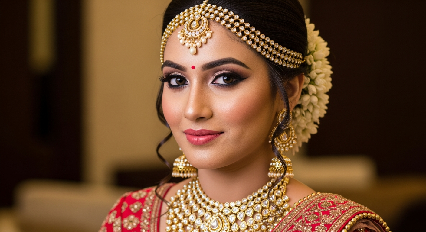 Professional Indian bridal makeup artist at SD Make Up Studio Hyderabad
