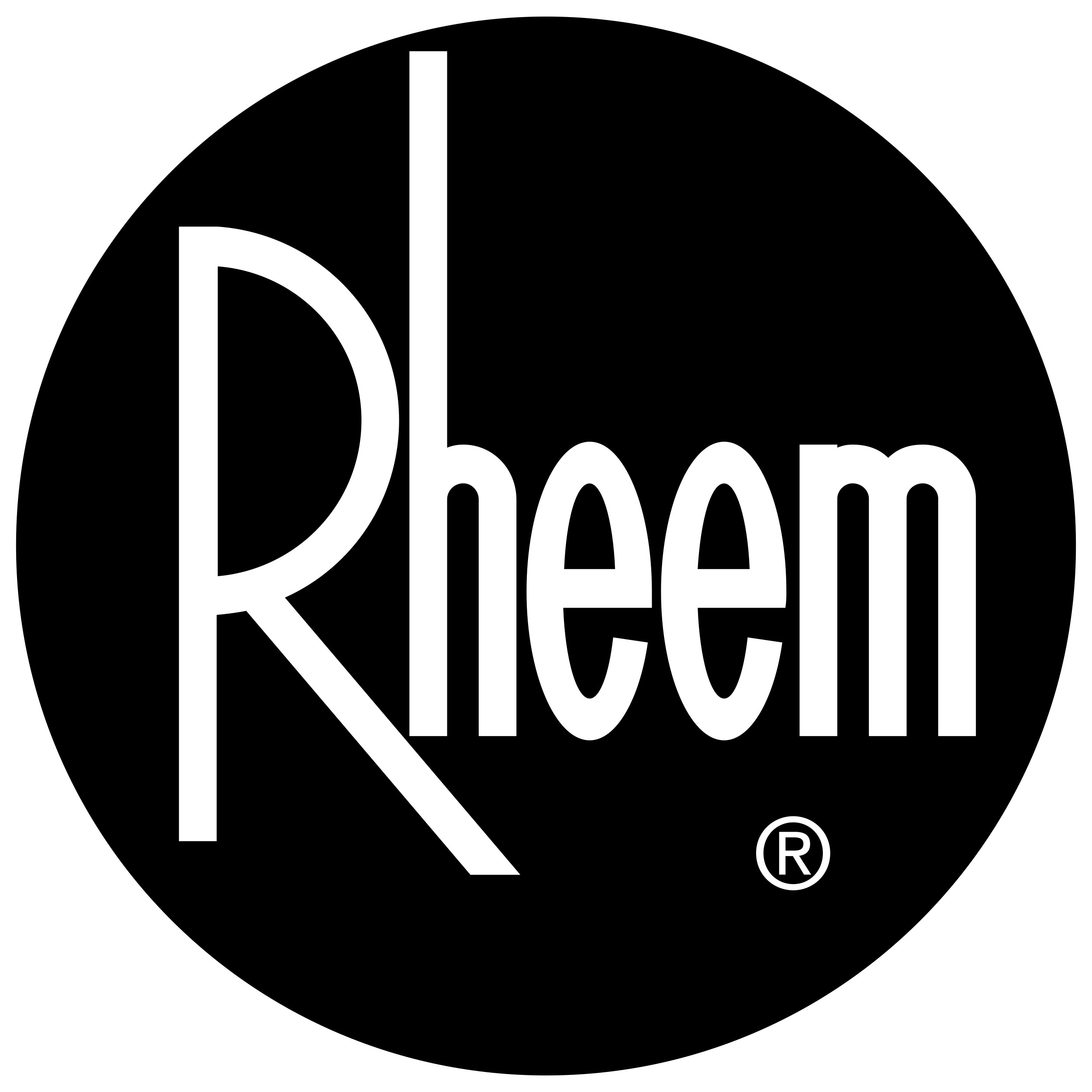 Rheem high-efficiency HVAC equipment logo - trusted and installed by Briden Mechanical Services in RI & MA.