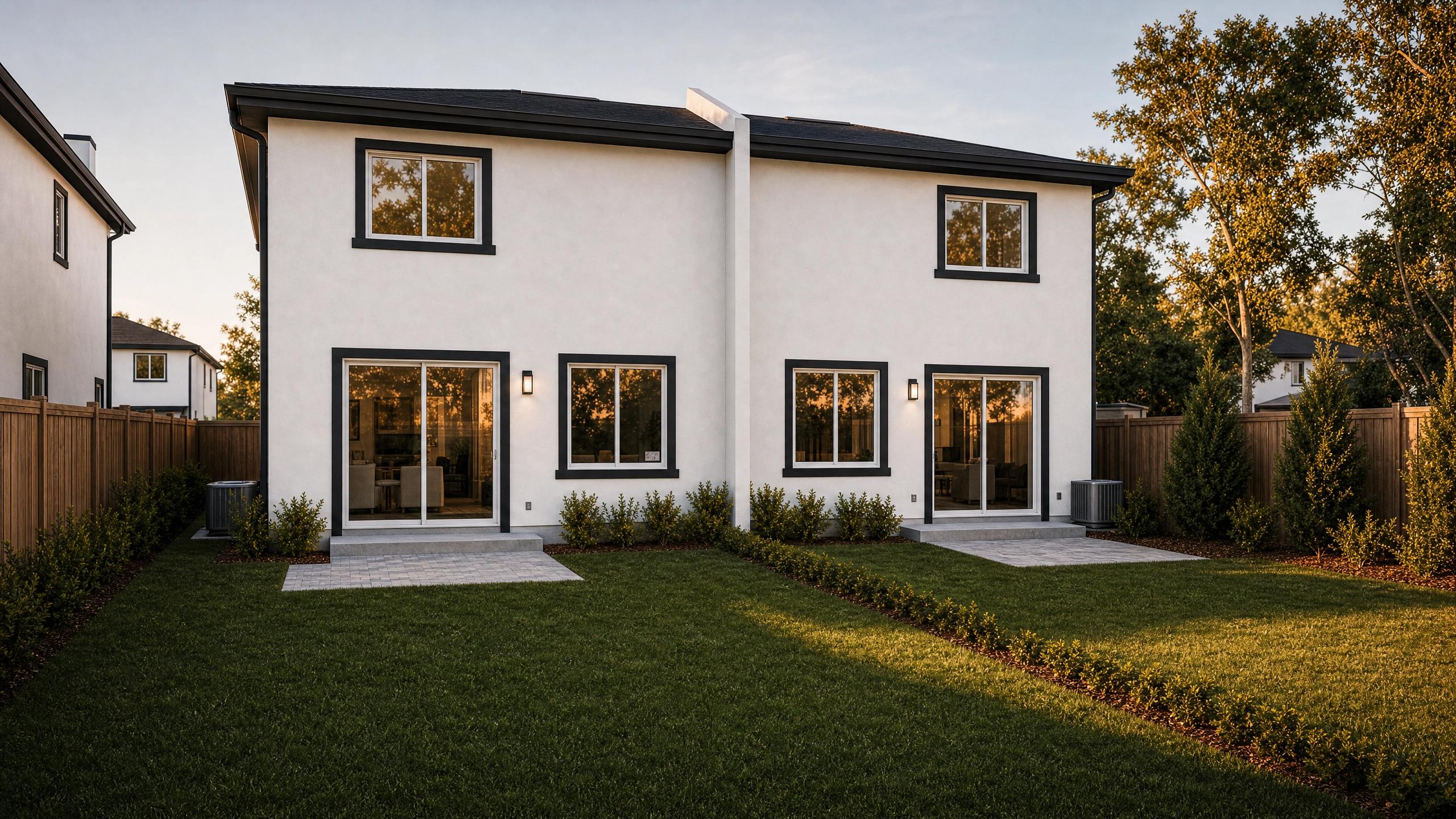 Luxury Duplex Rear Elevation — Backyard View