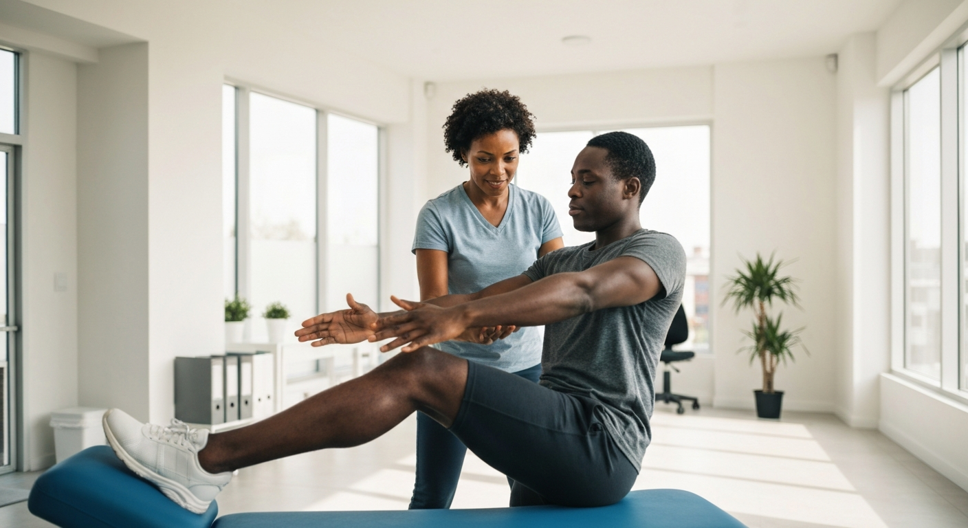 Physical therapist performing a comprehensive assessment on a patient