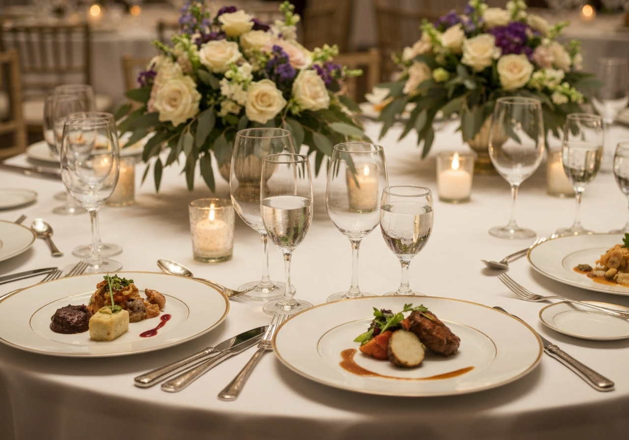 Elegant plated wedding dinner course by Patricia Catering