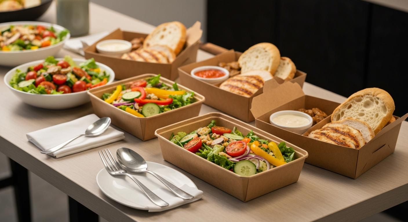 Elegant boxed lunches and fresh salads