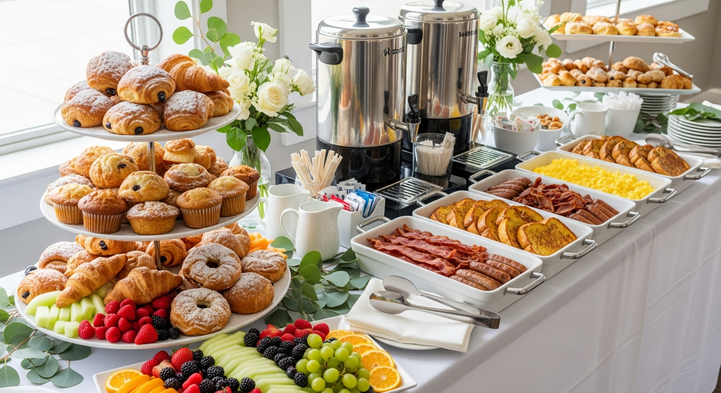 Beautiful breakfast and brunch catering setup
