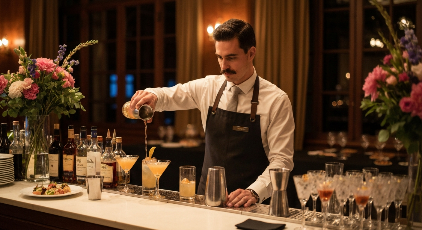 Bartender pouring a signature cocktail