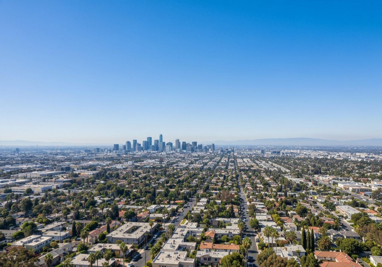 Los Angeles neighborhood aerial view