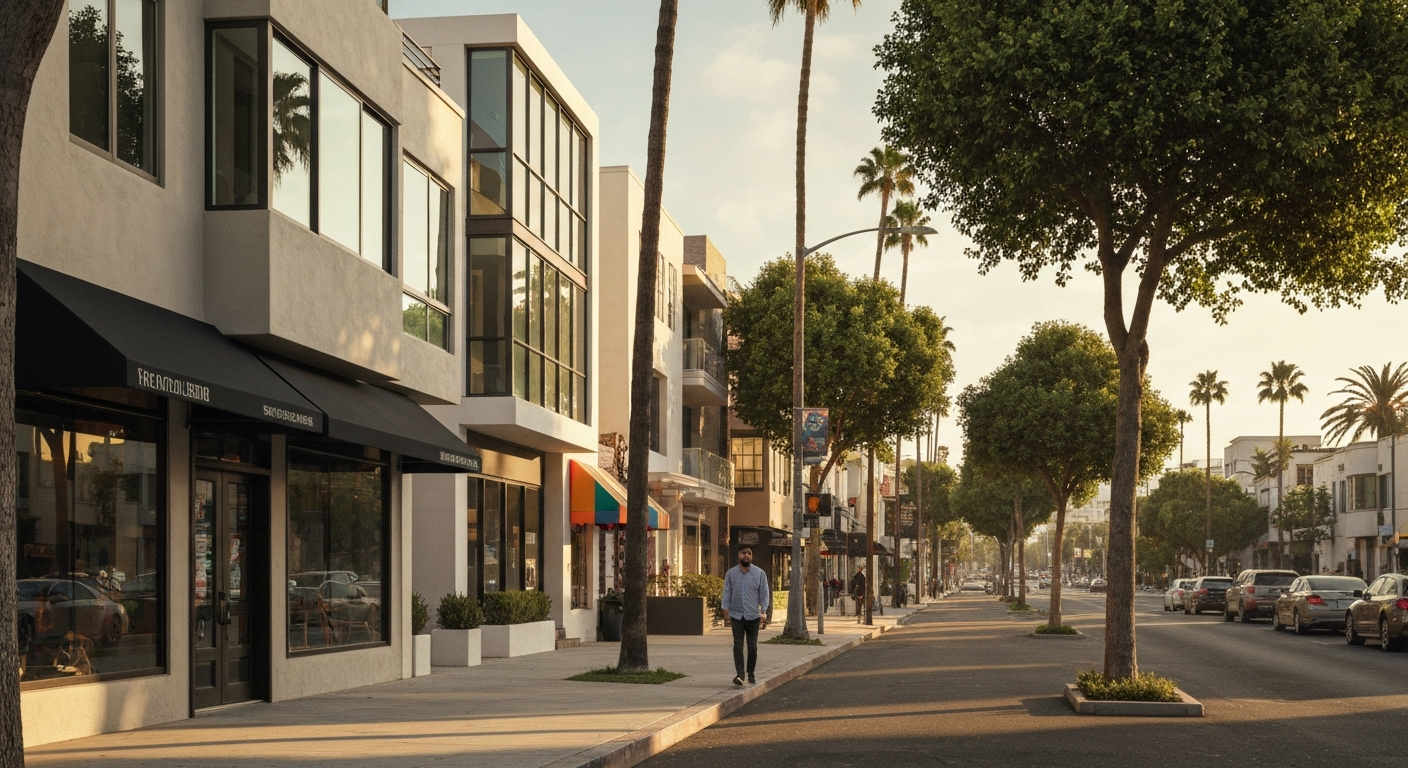 West Hollywood skyline and streets