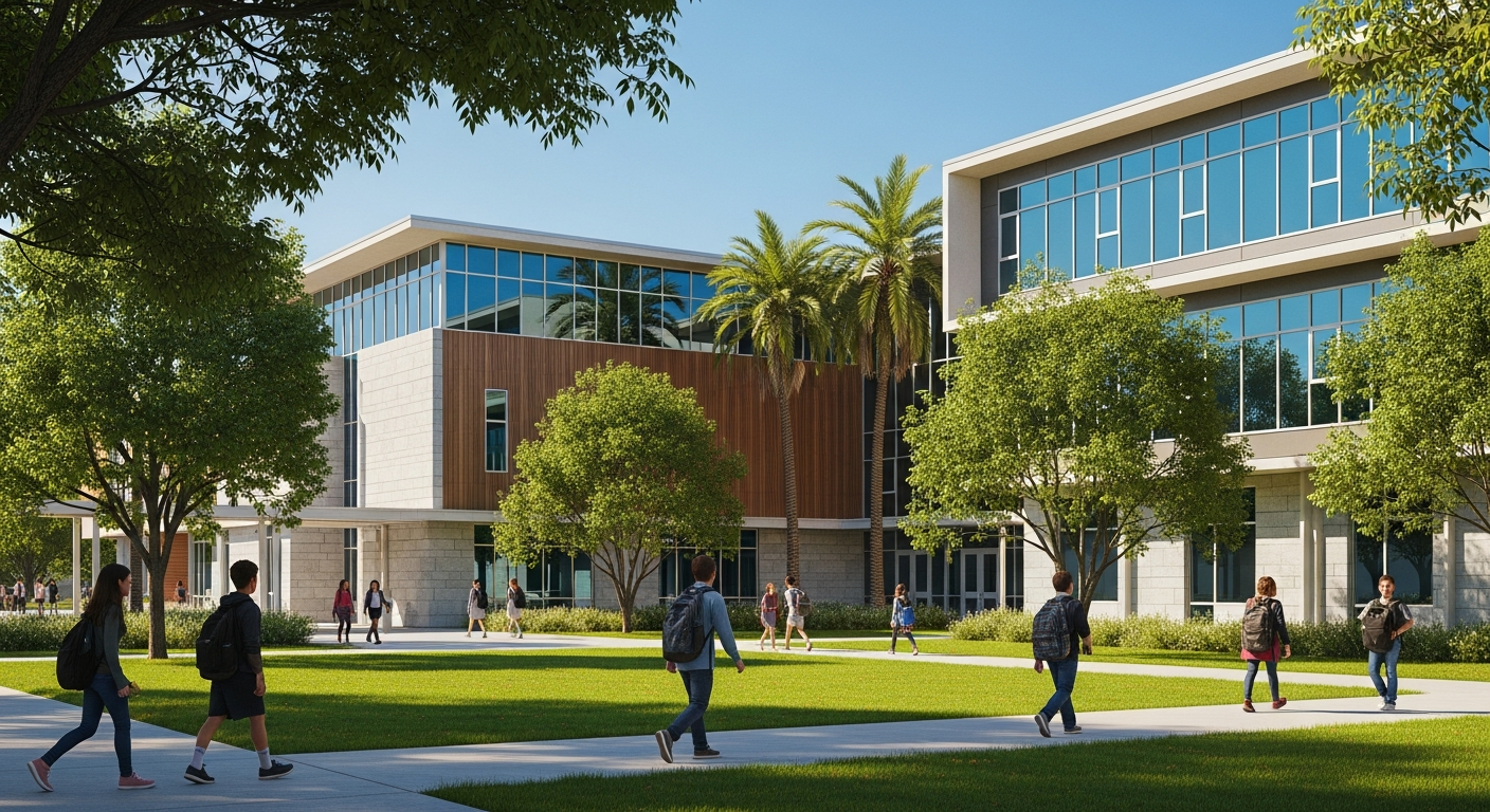 School building in Los Angeles on a sunny day