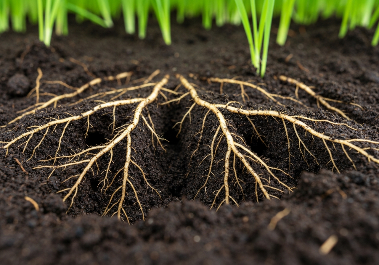 Healthy lawn roots