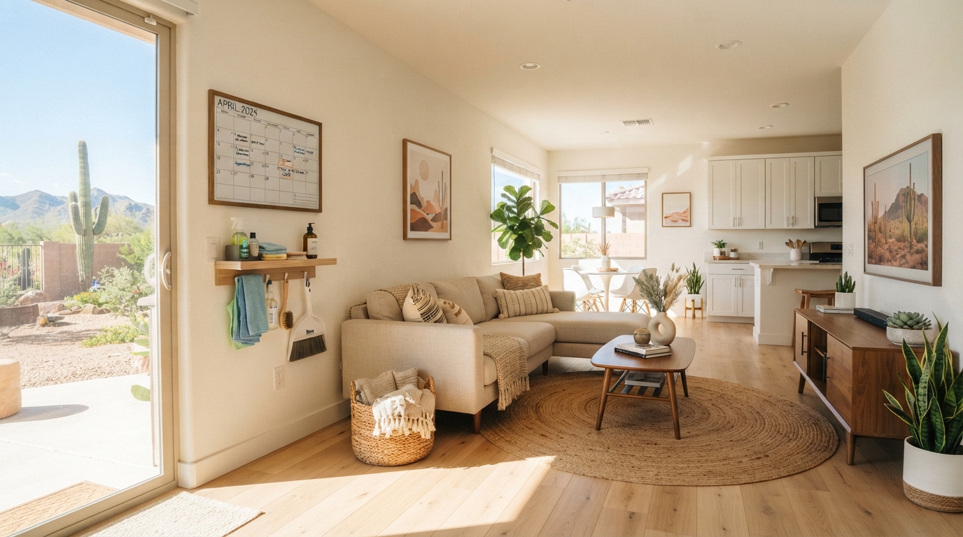 Bright, clean living room with natural light in a West Valley Phoenix home