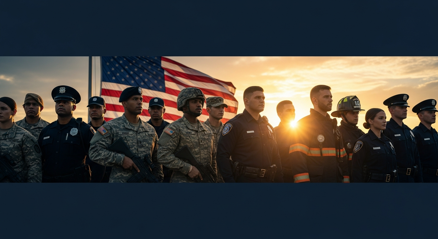 Military and first responders honoring fallen heroes