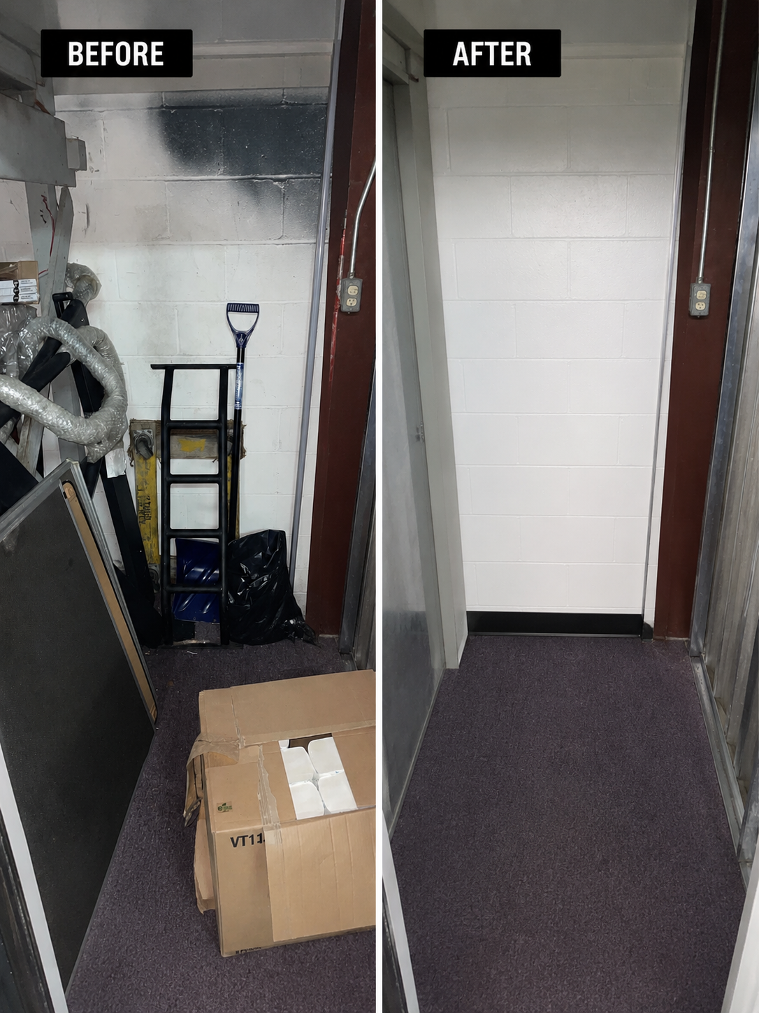 Storage room cleanout before and after in Bayport NY