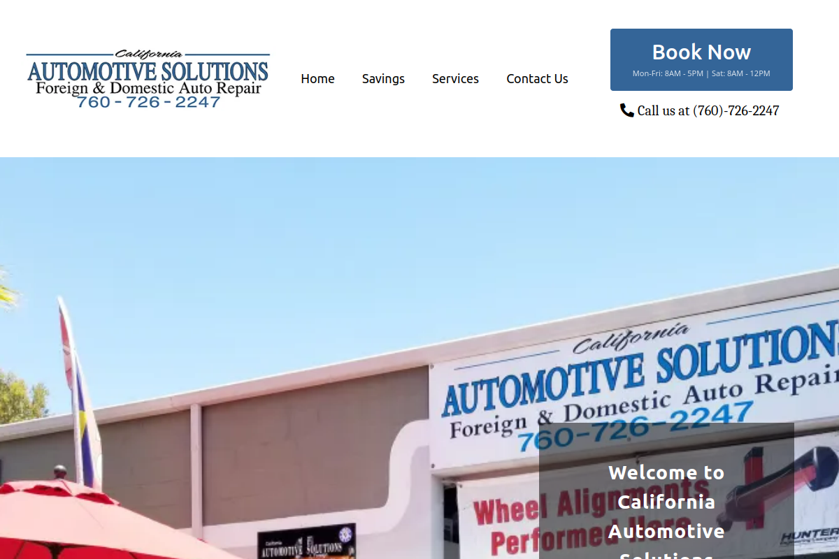 California Automotive Solutions website — a Tactixt-built site for a local auto repair shop