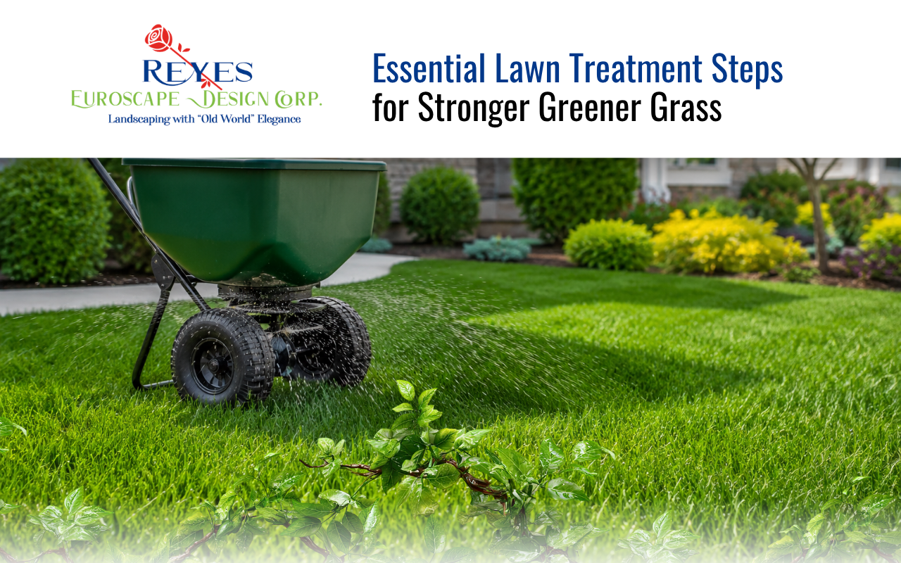 Lawn treatment improving greener and healthier grass