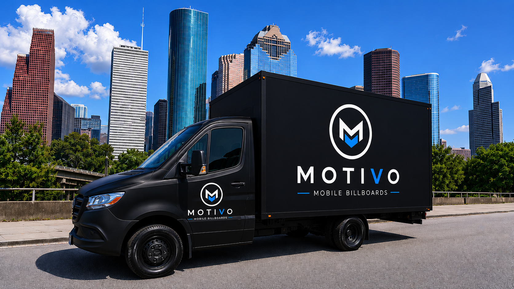 Motivo mobile LED billboard truck displaying an ad campaign on Houston streets