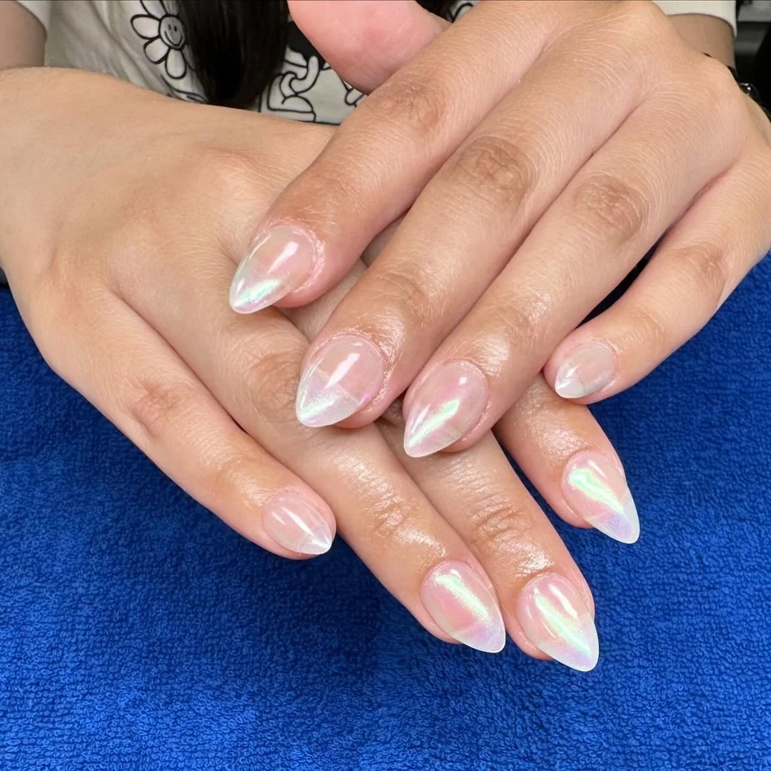 Chrome iridescent nails at Lotus Nail Salon Blackwood NJ