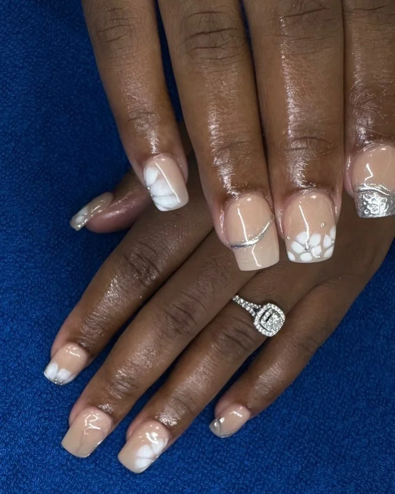 Floral nail designs at Lotus Nail Salon