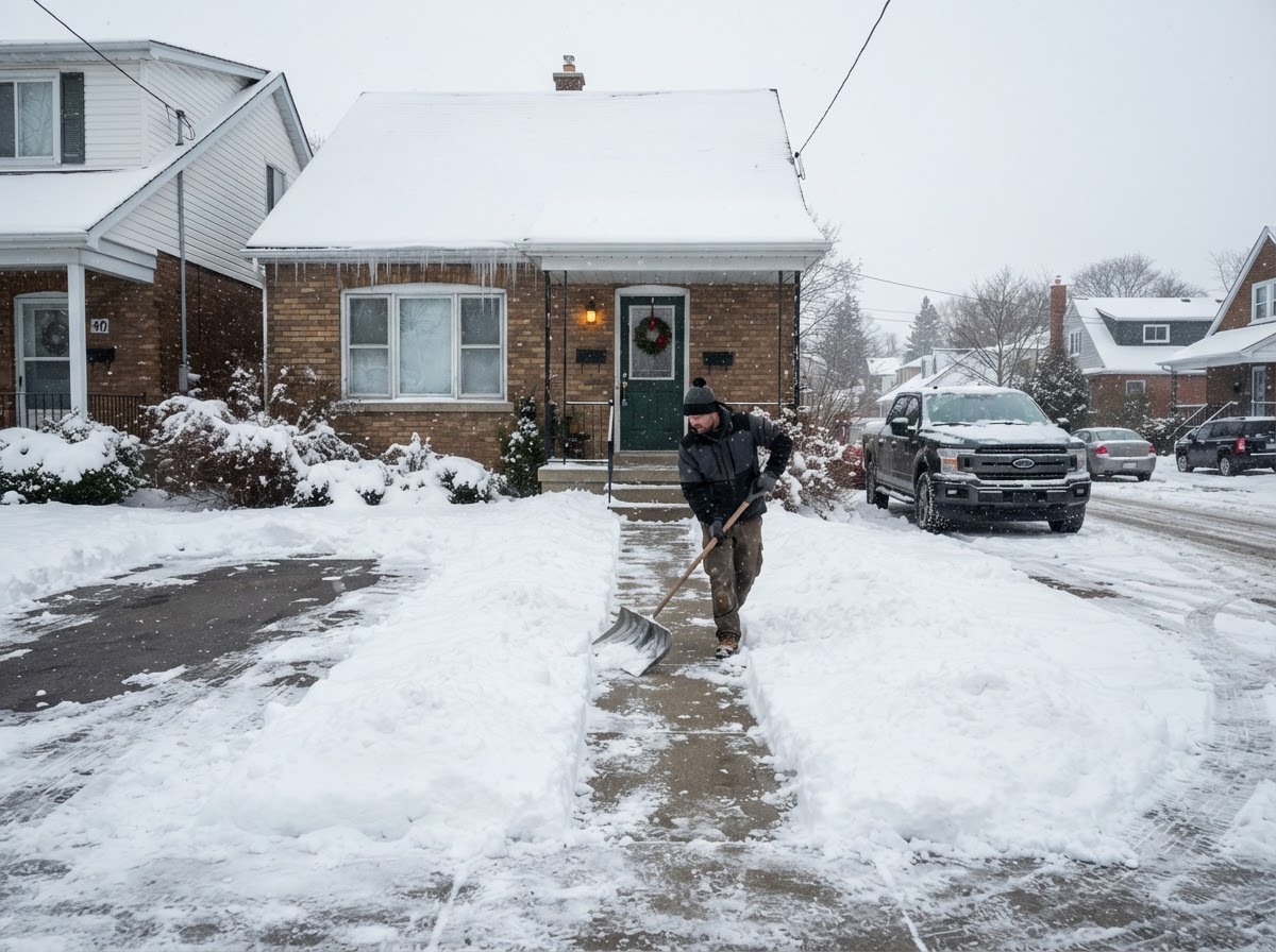Winter maintenance at a residential rental property in Orillia Ontario
