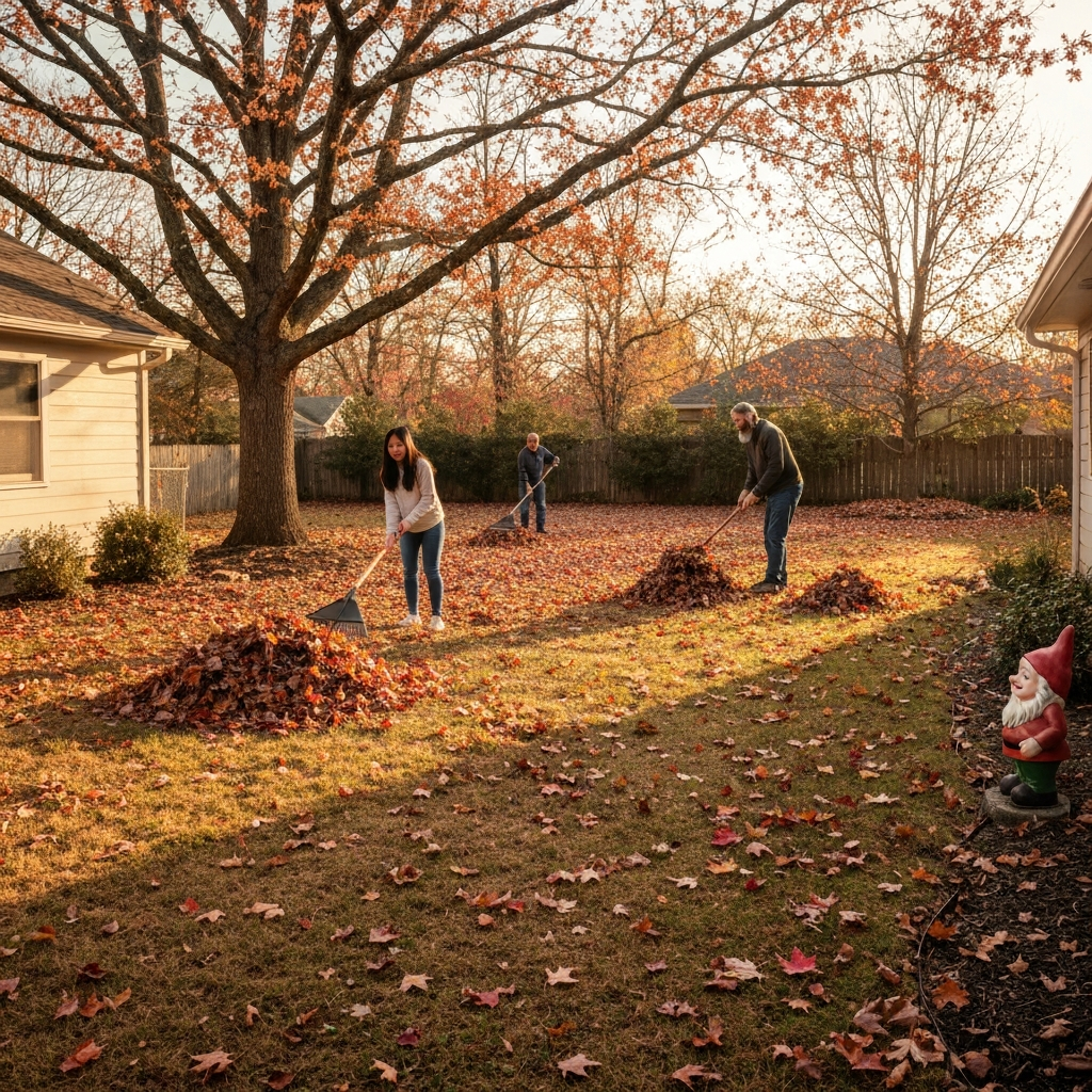 Beautiful backyard prepared for winter in Ontario