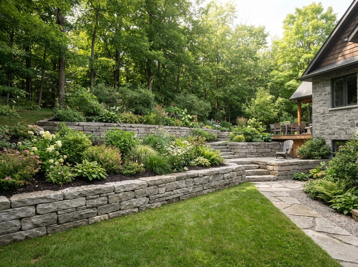 Natural Stone Retaining Wall