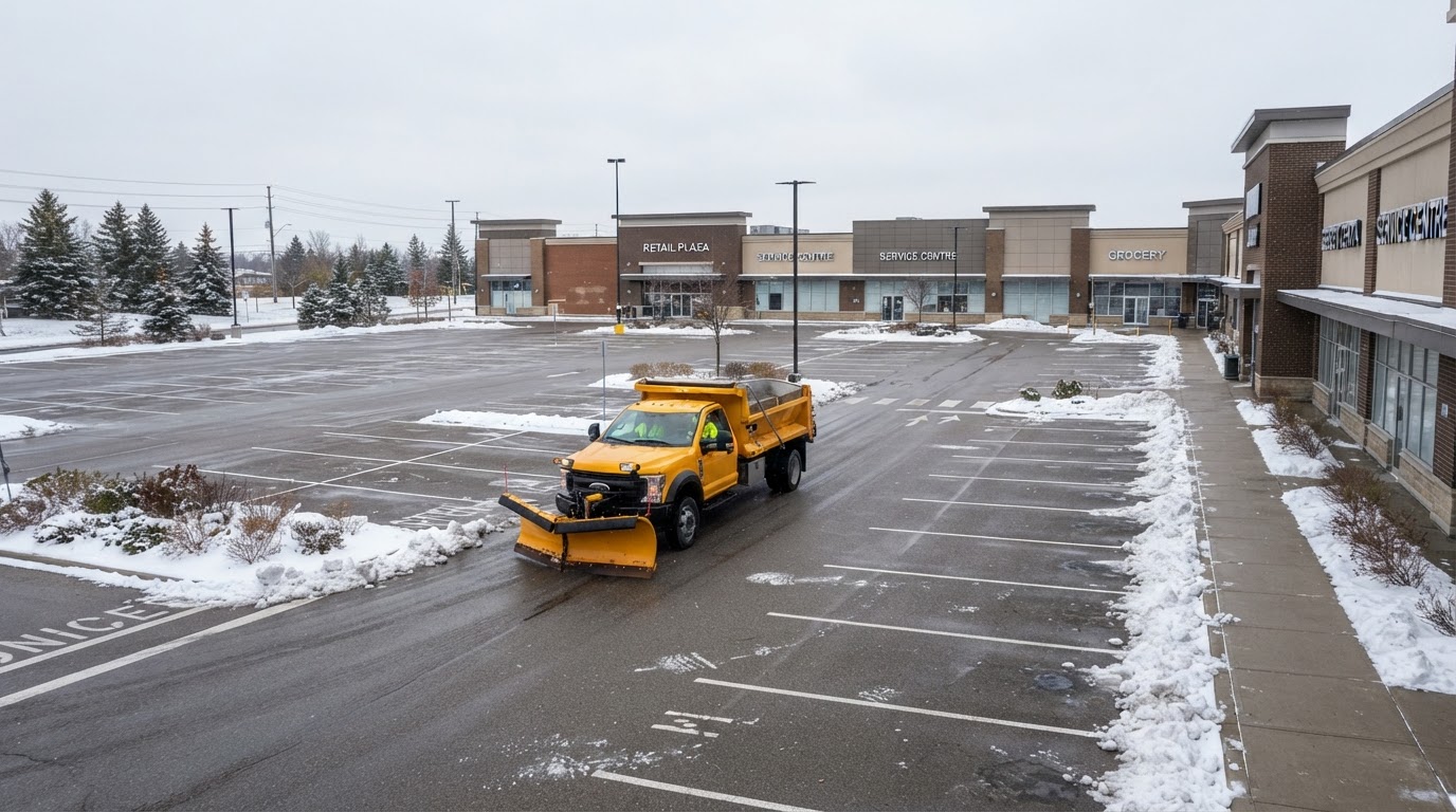 Commercial property preparing for seasonal snow removal in Orillia
