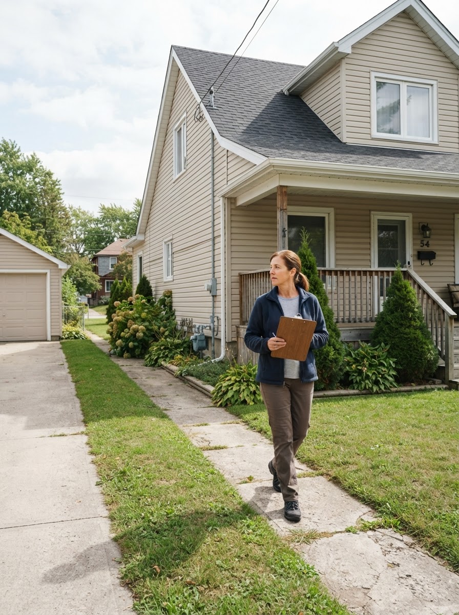Property manager inspecting a residential rental property in Orillia Ontario