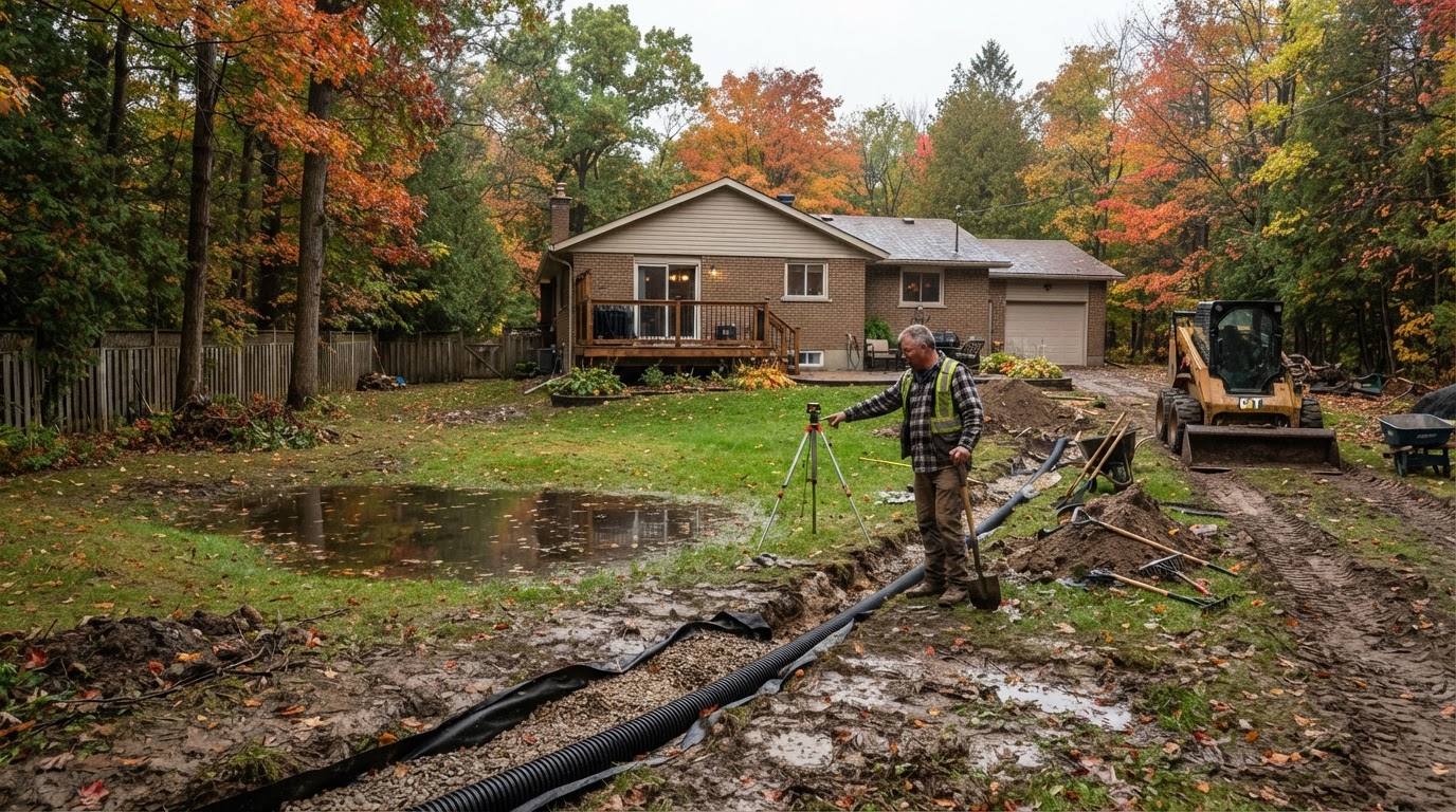 How to Fix Backyard Drainage Before Winter in Severn, Ontario