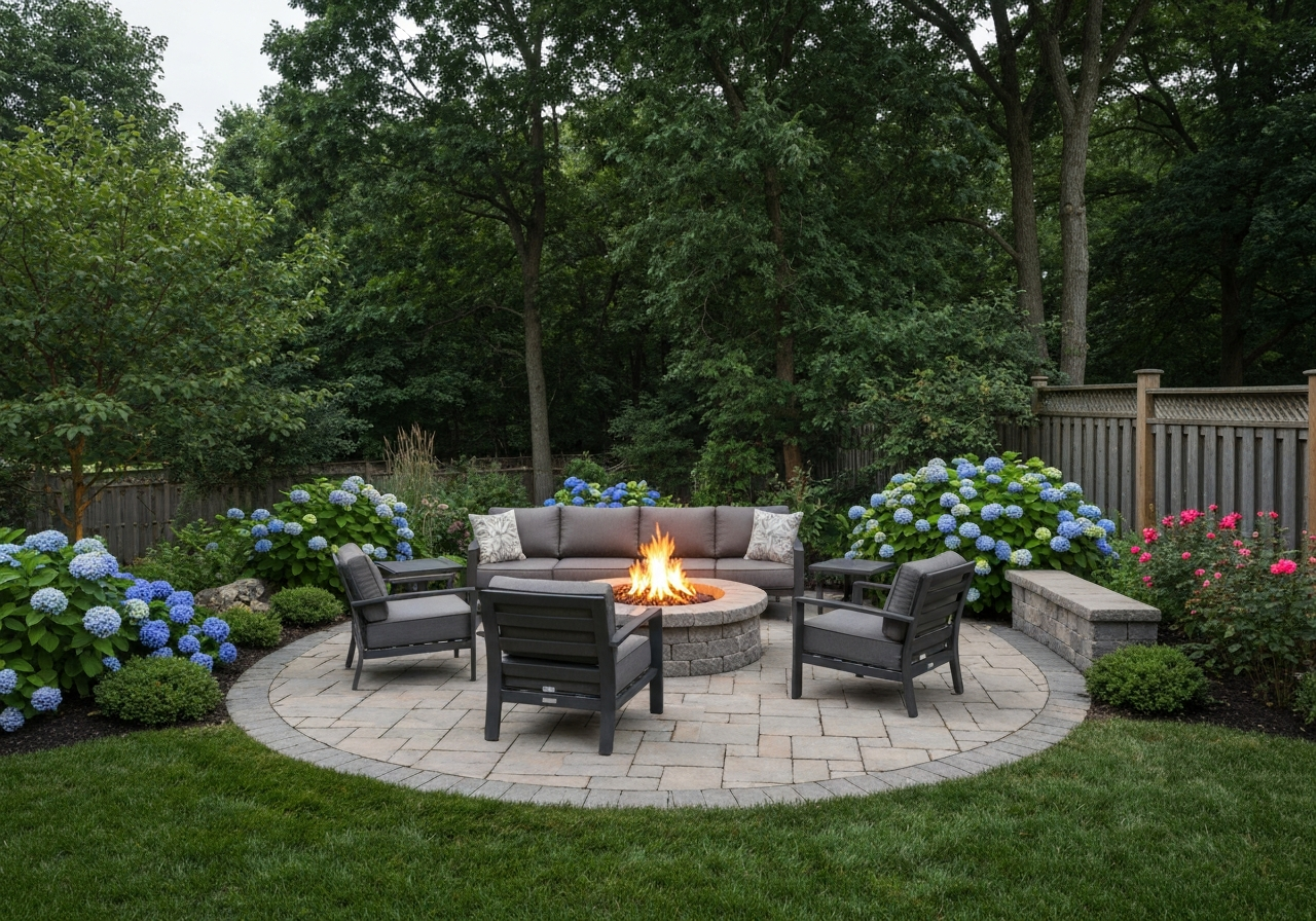 Backyard Interlocking Patio & Fire Pit