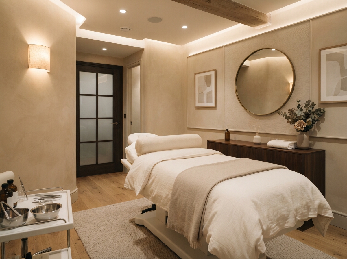 Immagine illustrativa generata con IA di una cabina trattamento elegante e curata